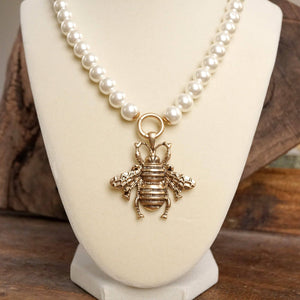 Boho Bee Pearls Statement Necklace