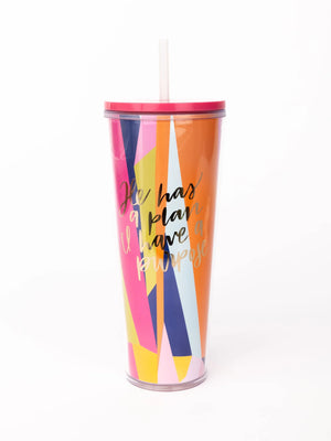 He Has A Plan Straw Tumbler