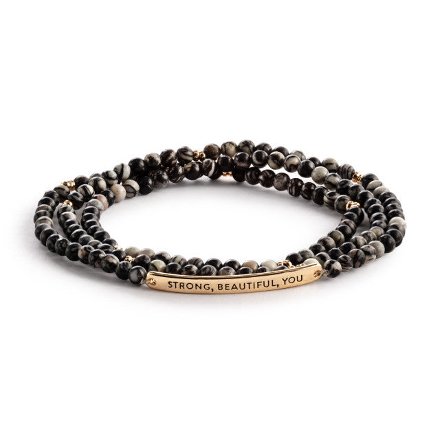 Strong Beautiful You Black Mix Necklace/Bracelet