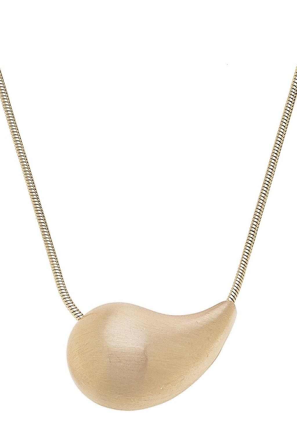 Icon Horizontal Puffed Teardrop Satin Gold Necklace