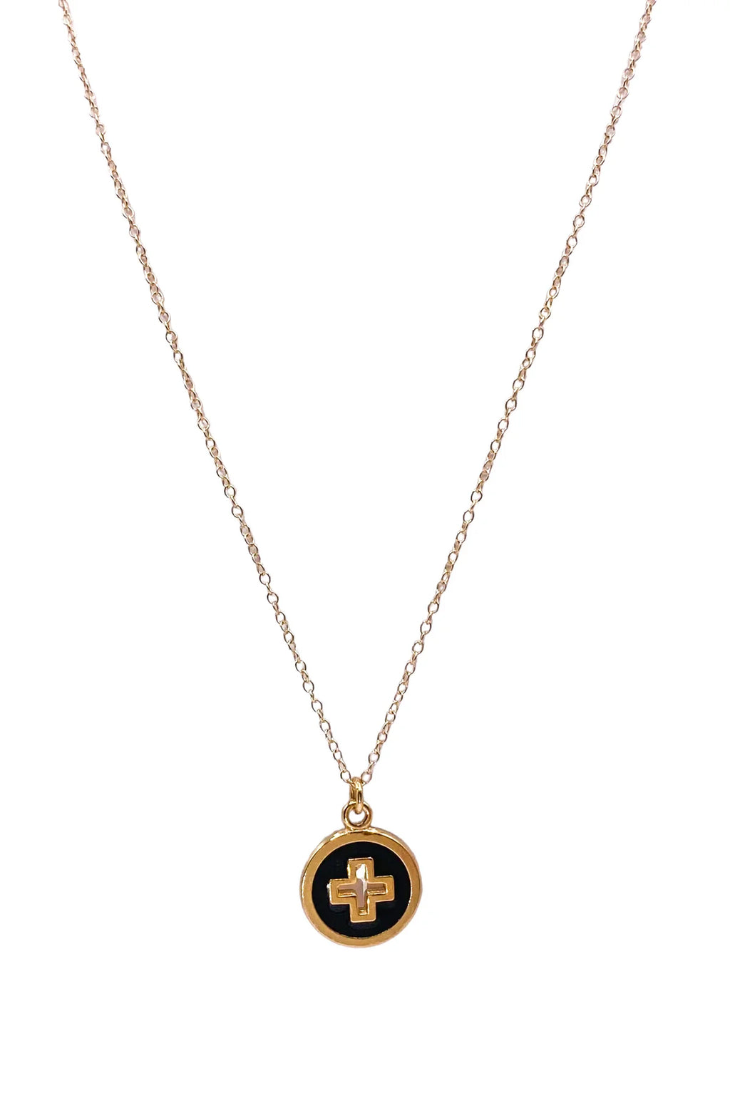Enewton Onyx Signature Cross Charm 16" Gold Necklace