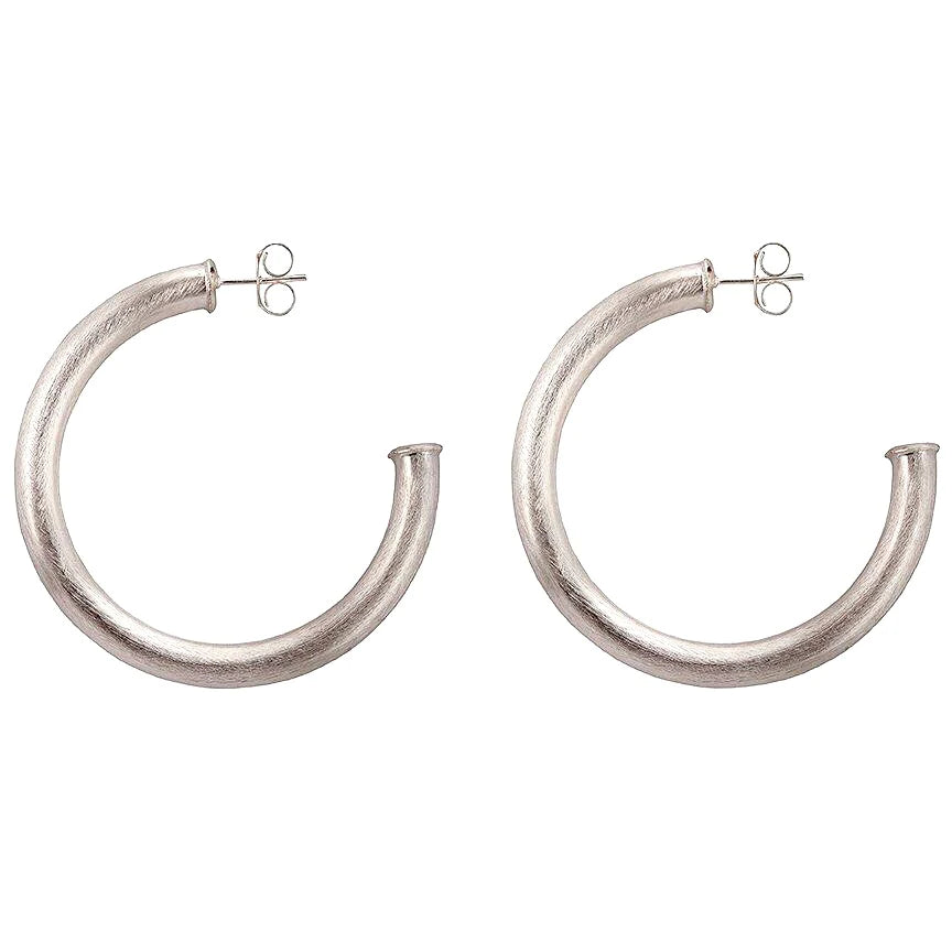 Brushed Silver Sheila Fajl Arlene Hoop Earrings