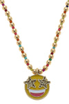 Jane Yellow Smiley Face Gold Beaded Kid's Necklace