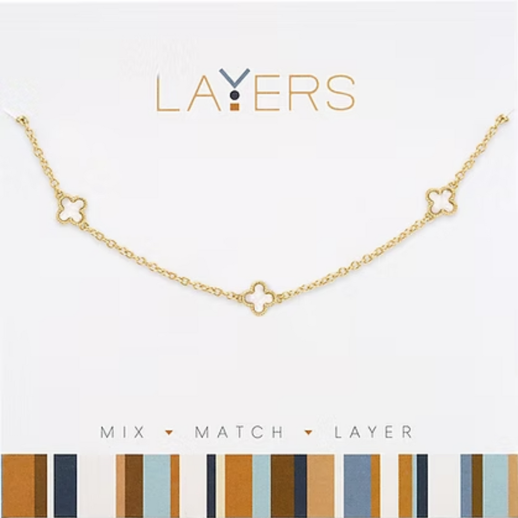 Multi Mini Quatrefoil Layers Necklace in Gold