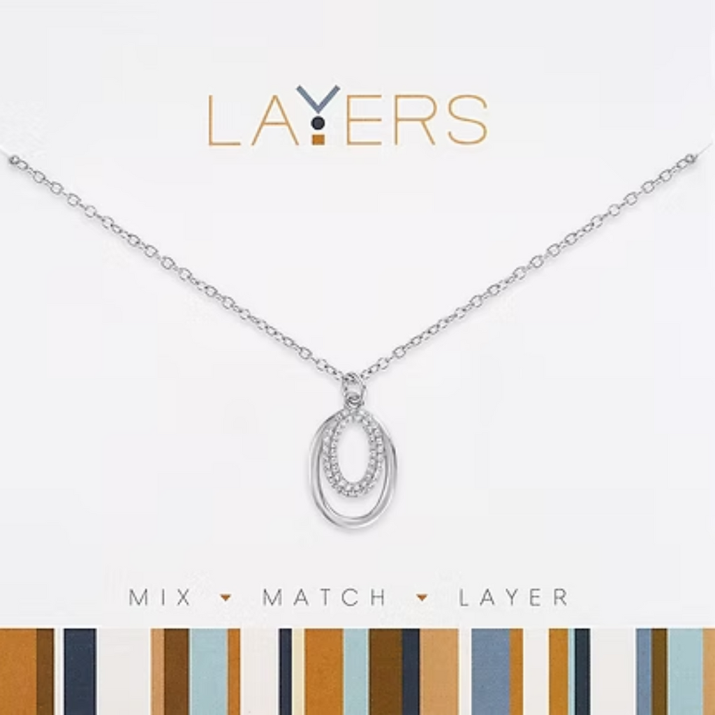 Double Oval Layers Necklace in Silver