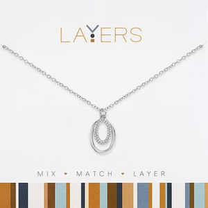 Double Oval Layers Necklace in Silver
