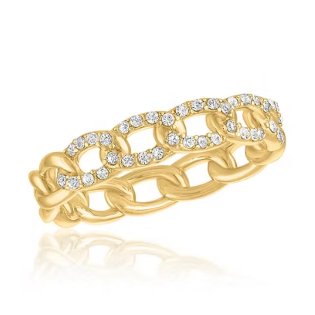 CZ Chain Gold Layers Ring