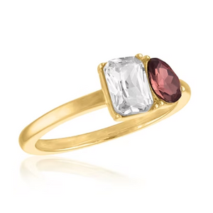 Burgundy Duo-Stone Gold Layers Ring
