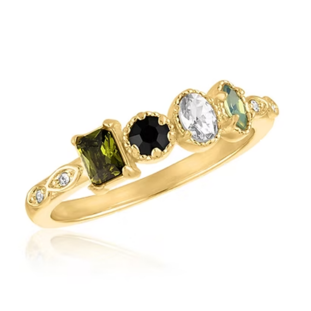 Green Orbit Multi-Stone Gold Layers Ring
