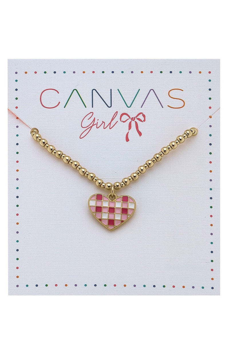 Livi Gingham Heart Kid's Necklace