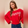Merry Red & Ivory Tinsel Lettering Christmas Sweater
