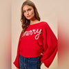 Merry Red & Ivory Tinsel Lettering Christmas Sweater