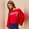 Merry Red & Ivory Tinsel Lettering Christmas Sweater