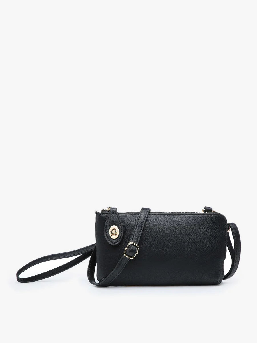 Kendall Black Twist Lock Closure Jen & Co Crossbody/Wristlet
