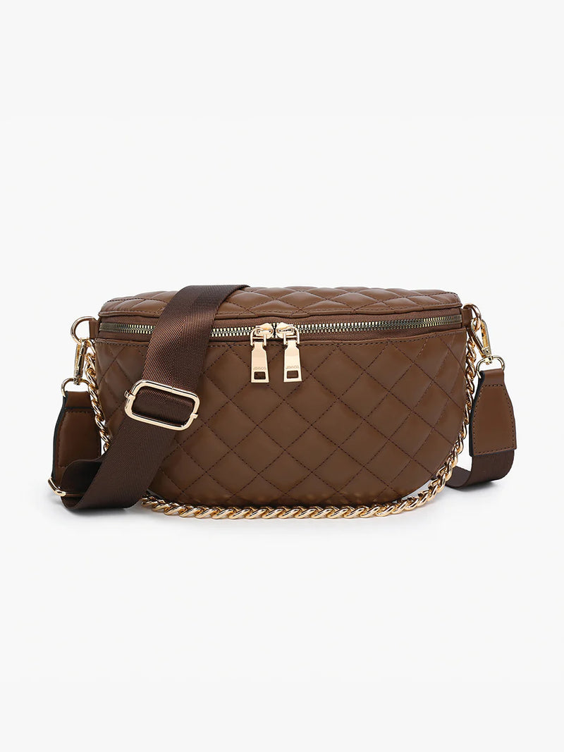 Sylvie Chocolate Quilted Jen & Co Belt Bag