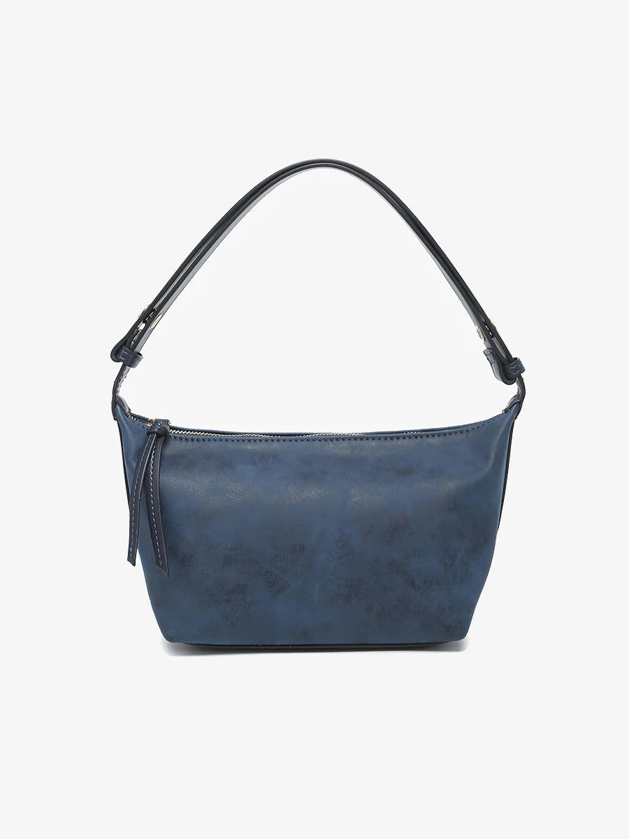 Vittoria Navy Suede Shoulder Bag