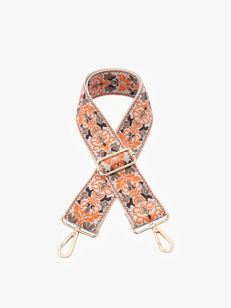 Brown & Orange Boho Vine Jen & Co Guitar Strap