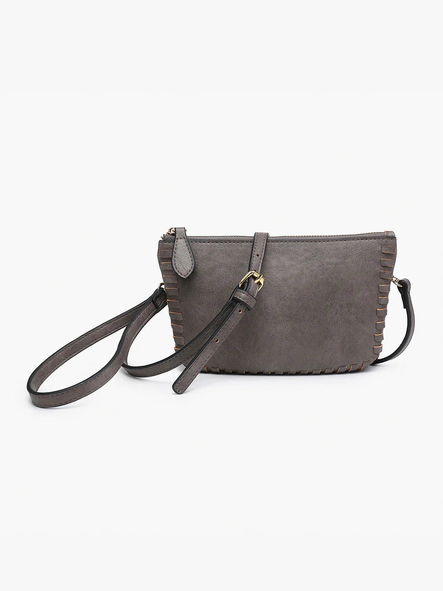 Bonnie Charcoal Dual Compartment Whipstitch Jen & Co Crossbody Bag