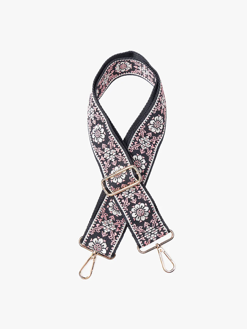 Black & Pink Floral Jen & Co Guitar Strap