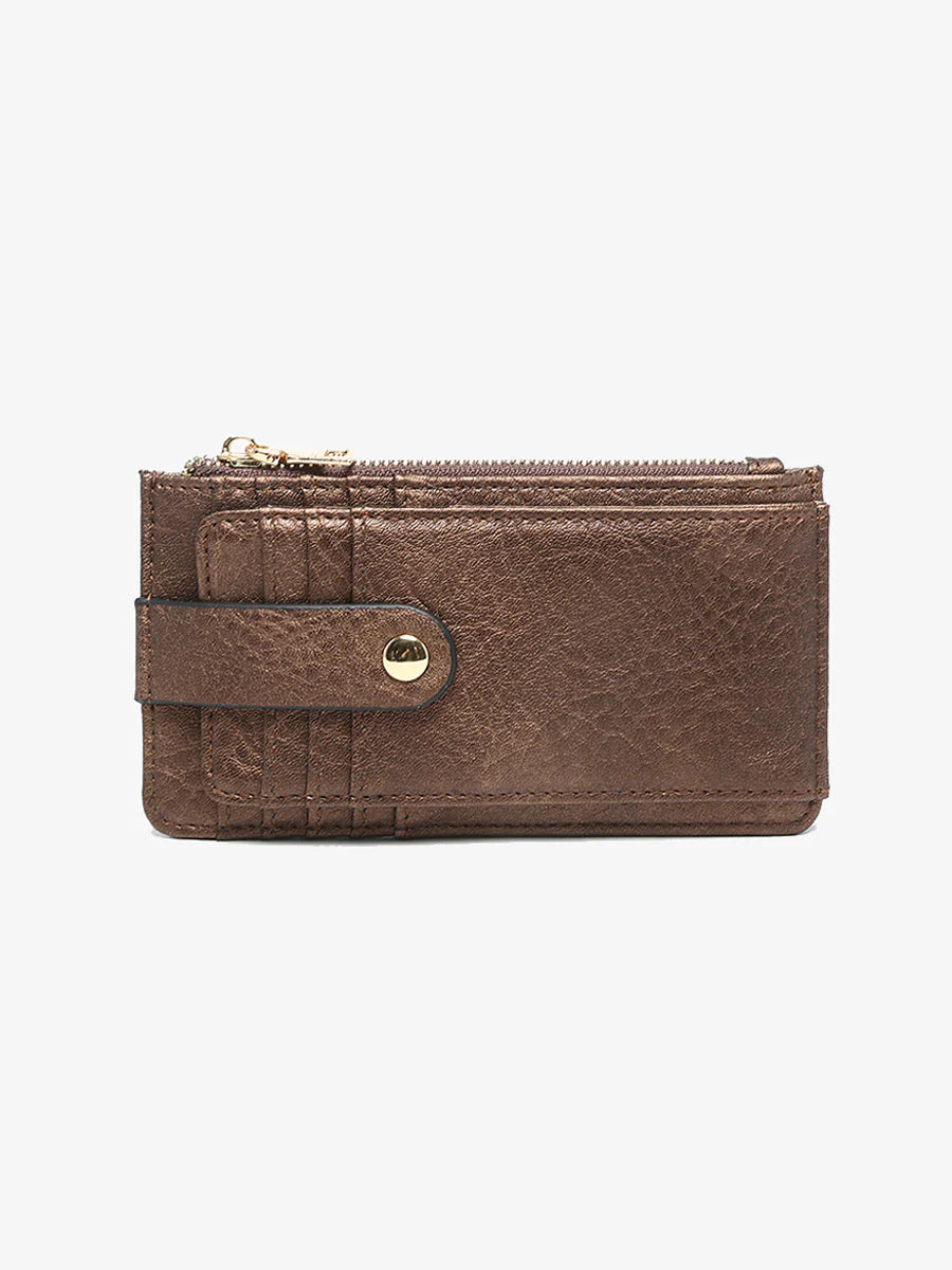 Mae Cocoa Pearl Snap Closure Jen & Co Wallet
