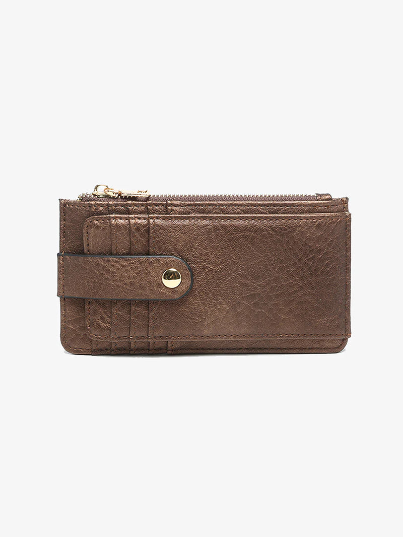 Mae Cocoa Pearl Snap Closure Jen & Co Wallet