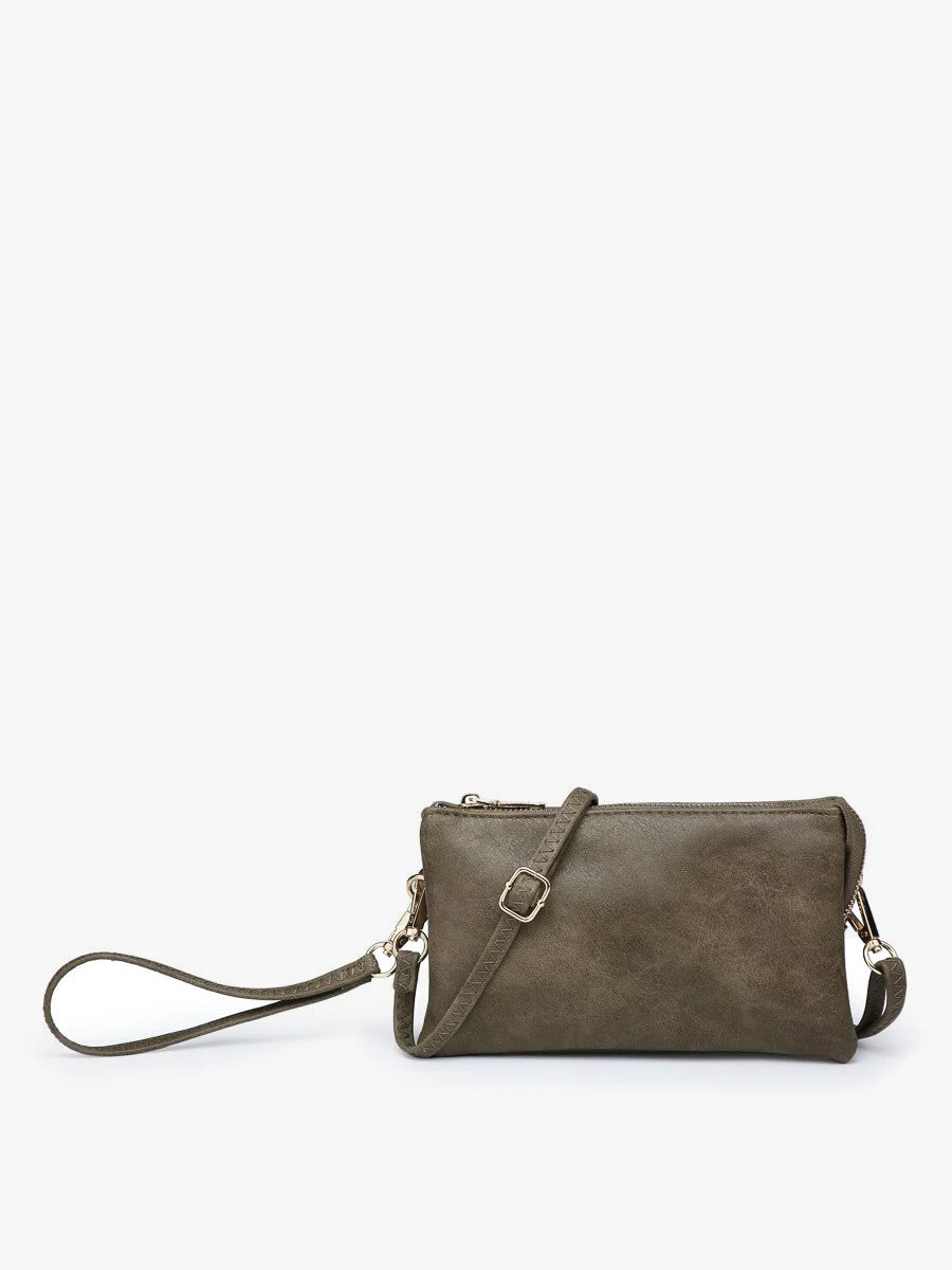 Zoe Olive 3 Compartment Crossbody/Wristlet Purse