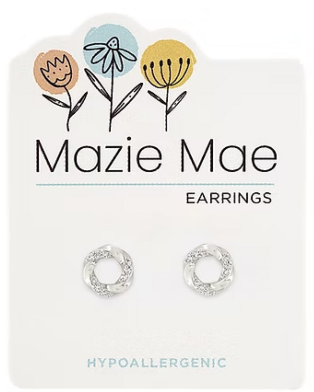 Twisted CZ Loop Stud Silver Mazie Mae Earrings