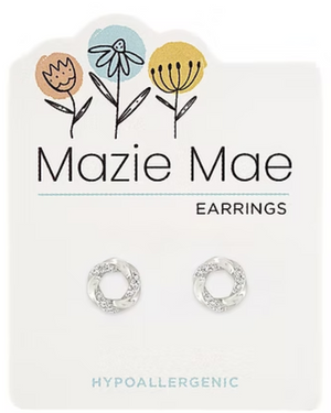 Twisted CZ Loop Stud Silver Mazie Mae Earrings
