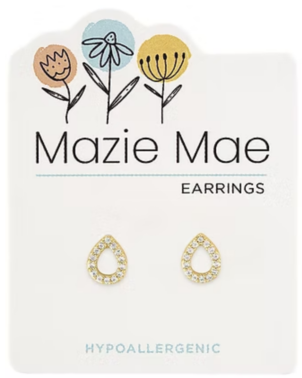 Open CZ Teardrop Gold Mazie Mae Earrings