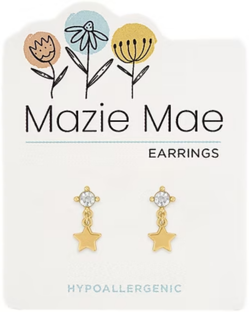 CZ Star Drop Stud Gold Mazie Mae Earrings