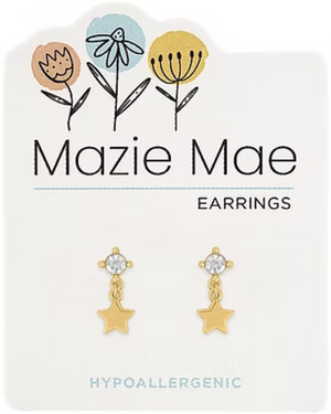 CZ Star Drop Stud Gold Mazie Mae Earrings
