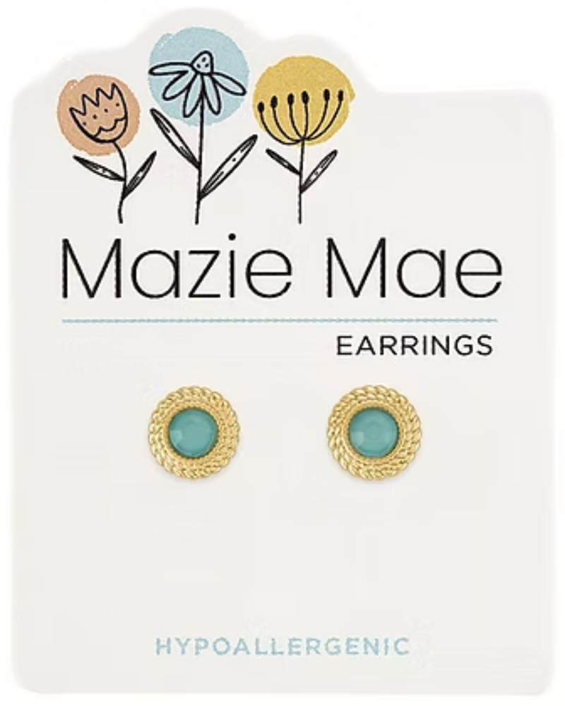 Braided Pacific Opal Stud Gold Mazie Mae Earrings