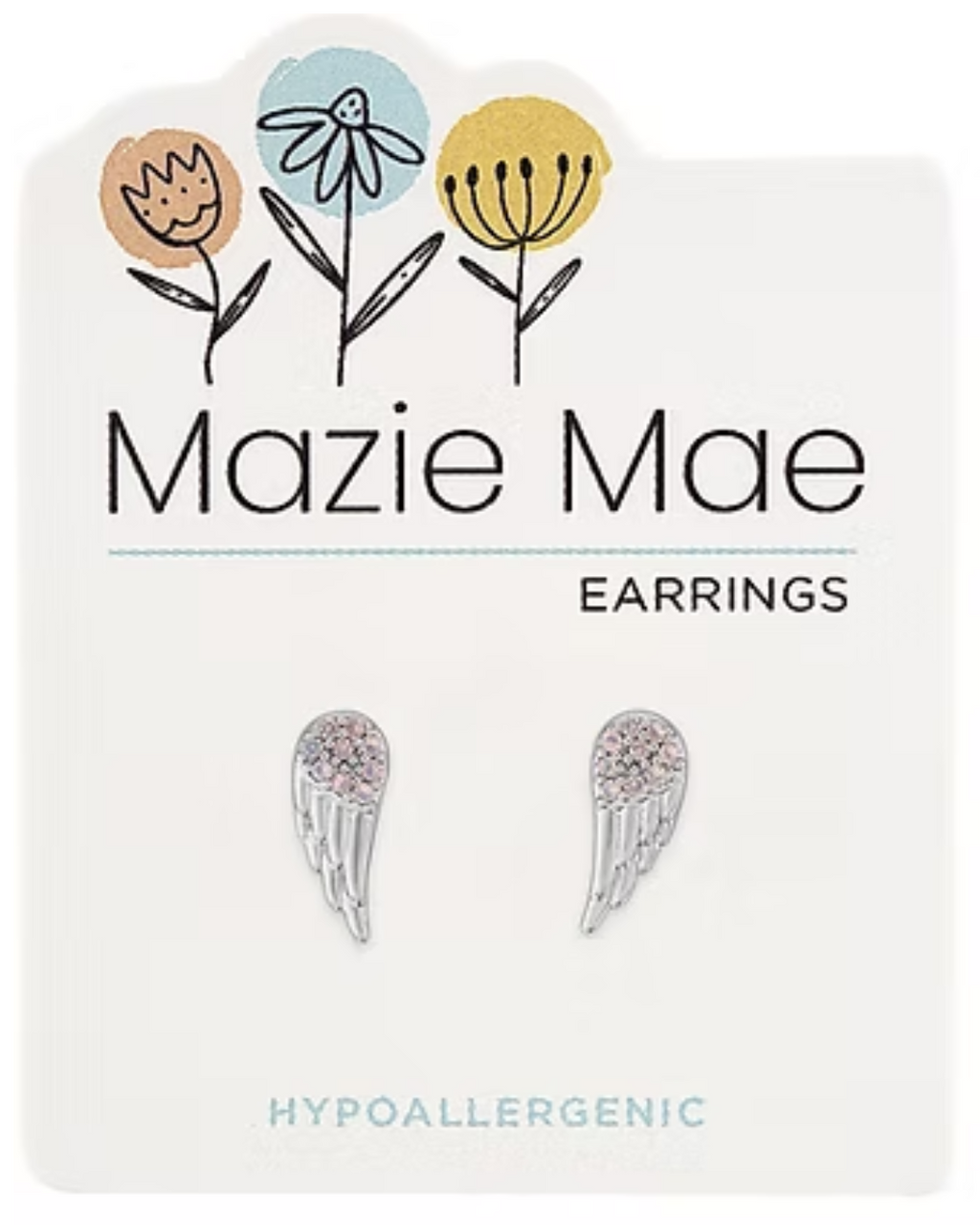 CZ Angel Wing Stud Silver Mazie Mae Earrings