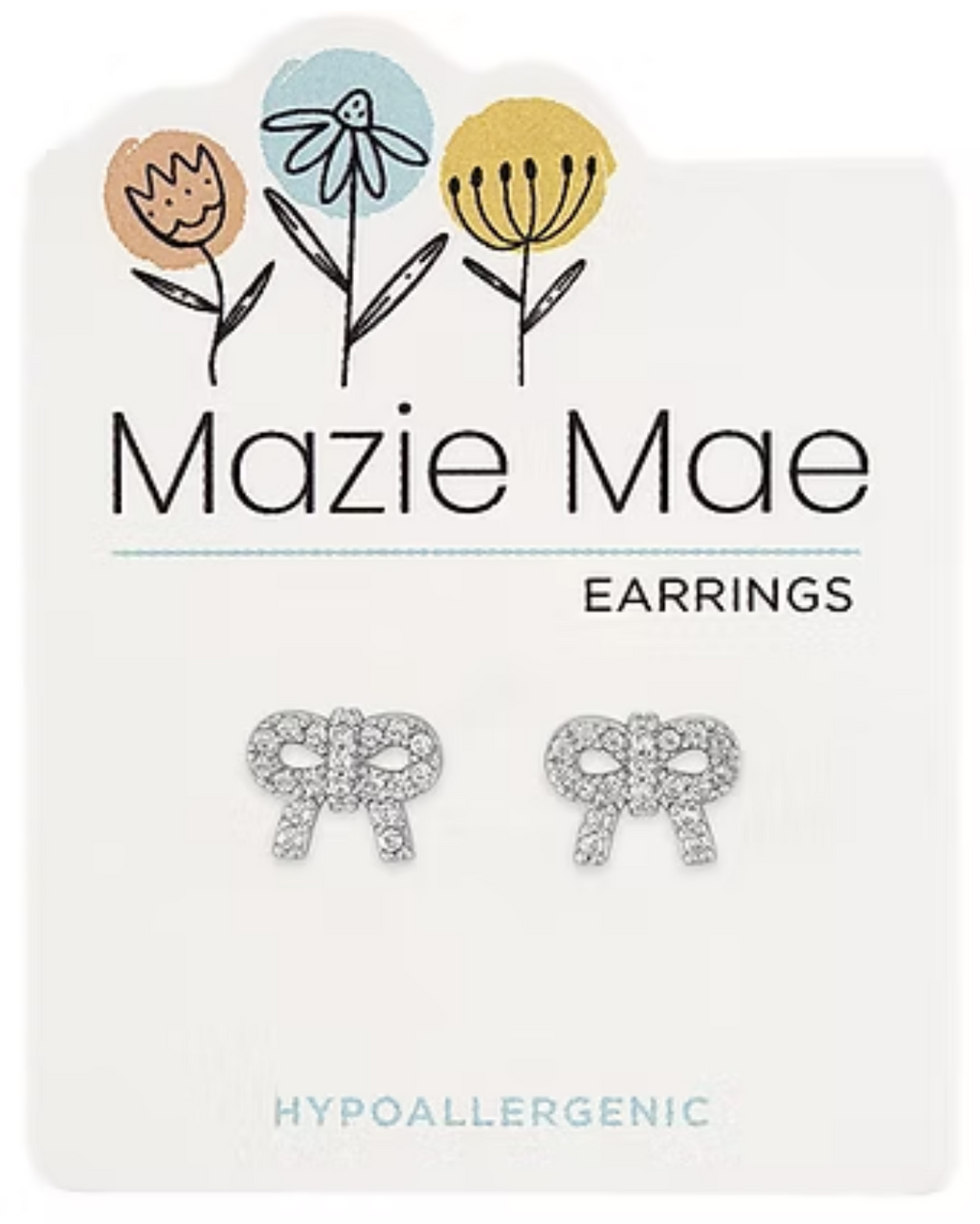 CZ Bow Stud Silver Mazie Mae Earrings
