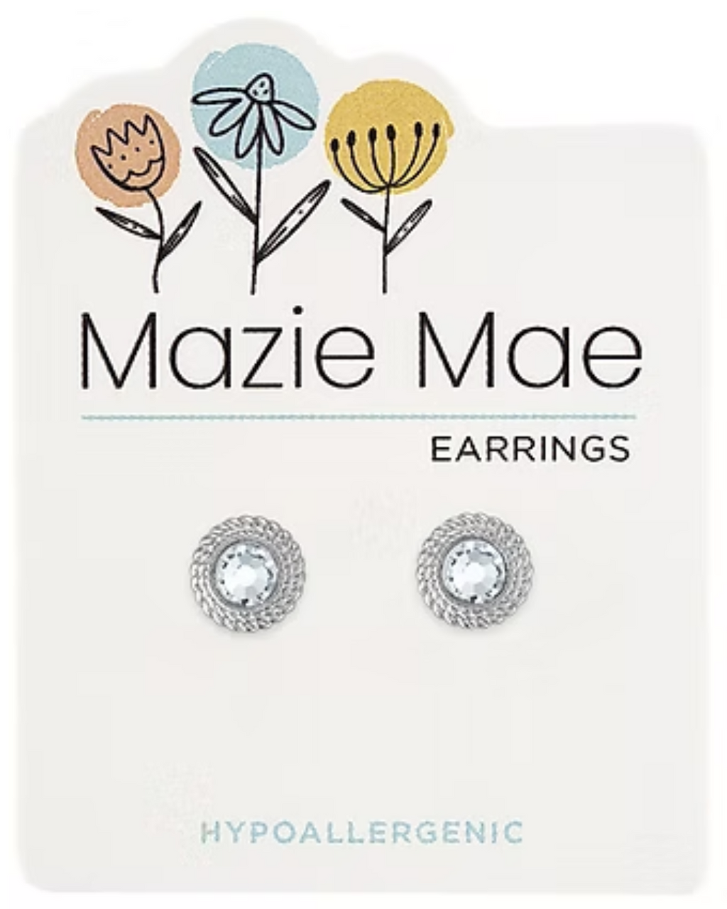 Braided CZ Stud Silver Mazie Mae Earrings