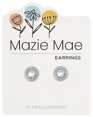 Braided CZ Stud Silver Mazie Mae Earrings