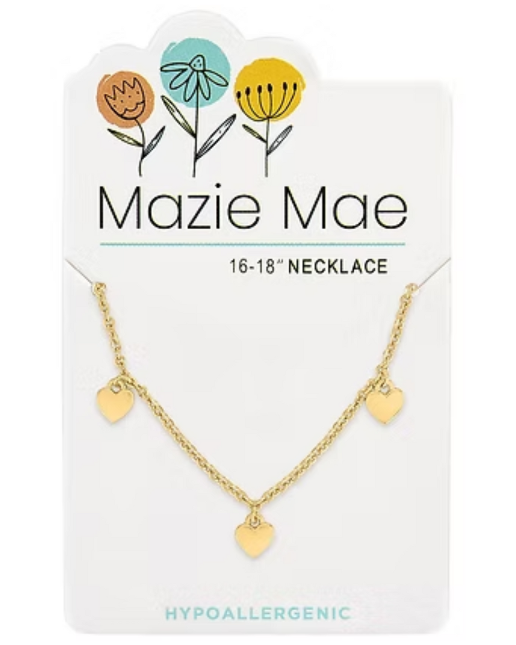 Multi Dangle Heart Gold Mazie Mae Necklace