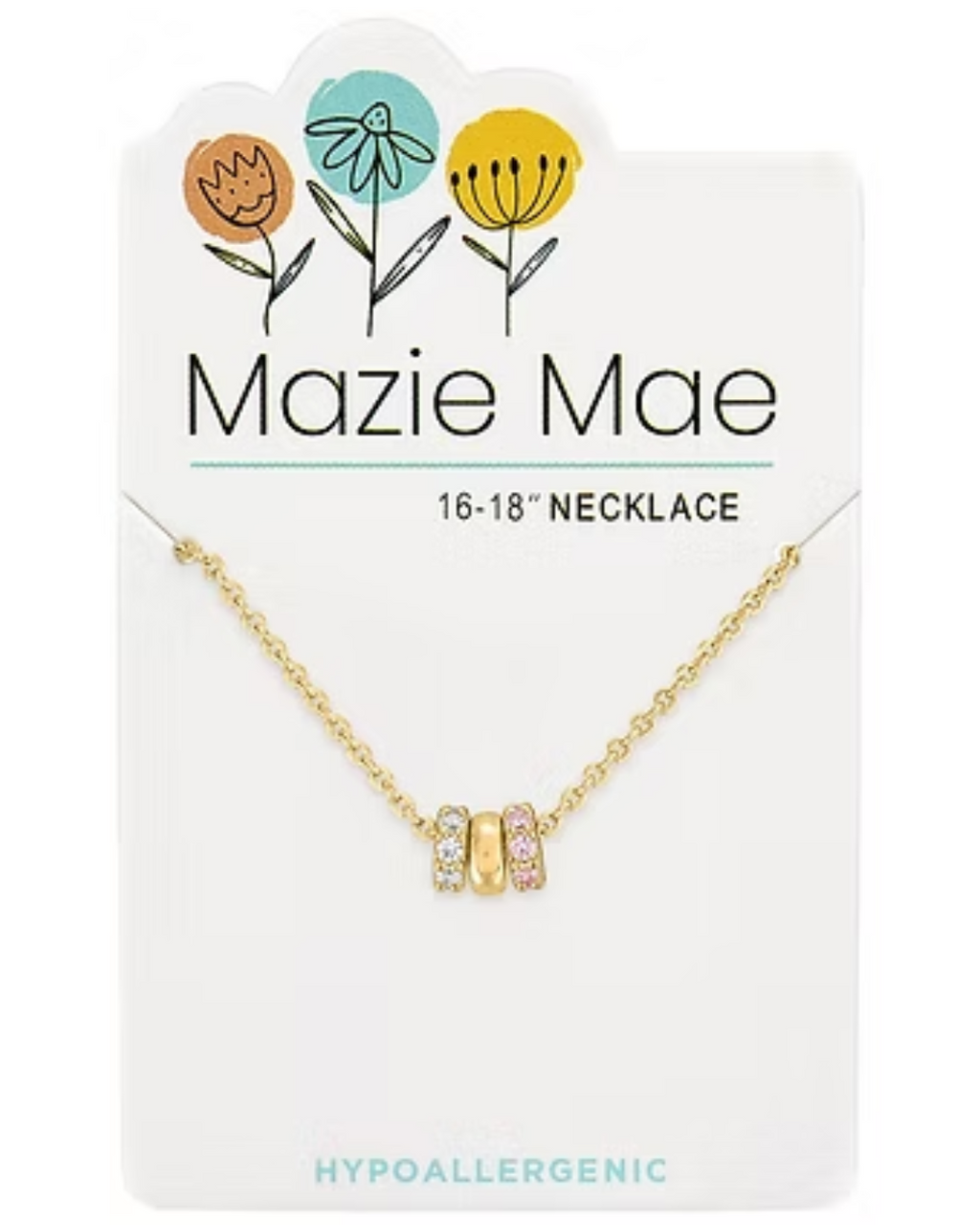 Trio CZ Wheel Charm Gold Mazie Mae Necklace