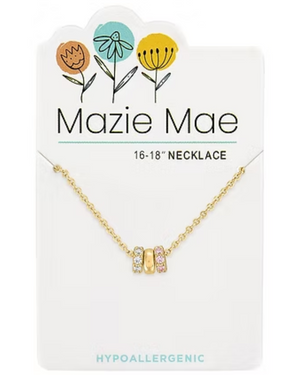 Trio CZ Wheel Charm Gold Mazie Mae Necklace