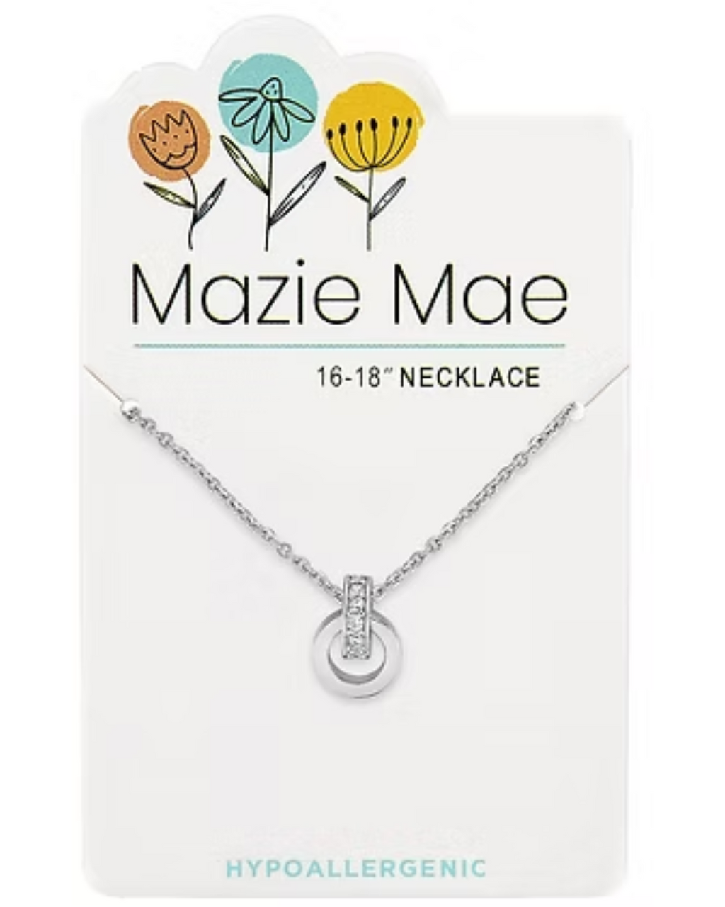 Interlocking Duo Drop Silver Mazie Mae Necklace