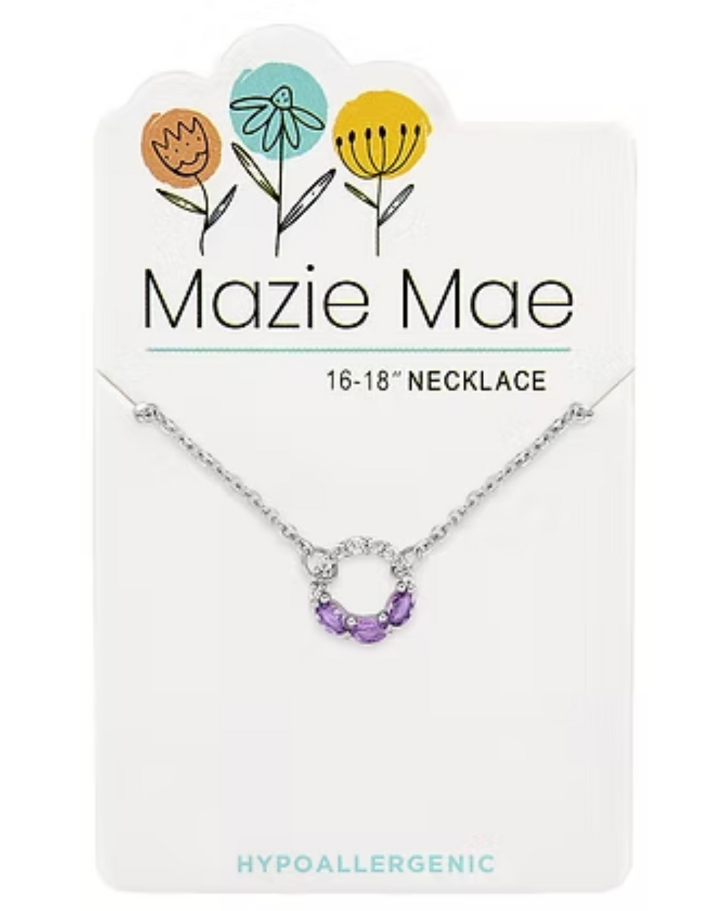 Half CZ Half Tanzanite Open Circle Silver Mazie Mae Necklace