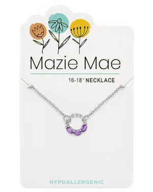 Half CZ Half Tanzanite Open Circle Silver Mazie Mae Necklace