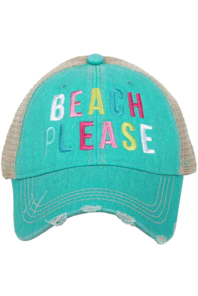 Beach Please Teal Trucker Hat