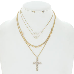 Estelle Layered Cross Necklace