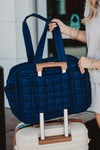 Navy Quilted Katydid Duffle Weekender Bag with Pass-Thru Slip