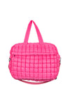 Hot Pink Quilted Katydid Duffle Weekender Bag with Pass-Thru Slip