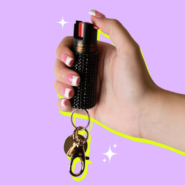 Black Rhinestone Bling Sting Pepper Spray