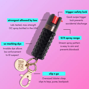 Black Studded Bling Sting Pepper Spray