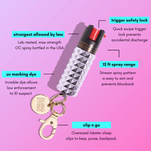 Lavender Studded Bling Sting Pepper Spray