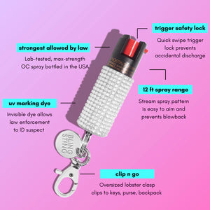 Silver Rhinestone Bling Sting Pepper Spray
